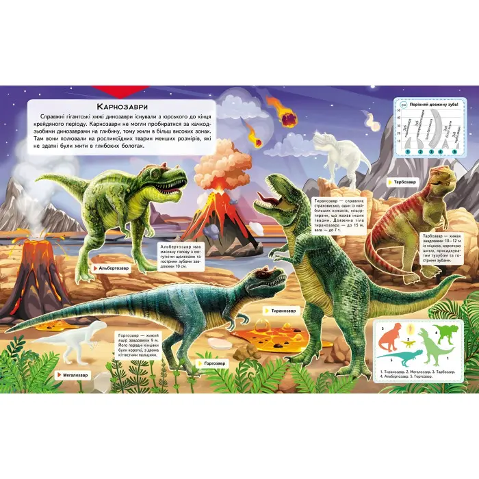 Альбом для наліпок. Кольоровий світ «Атлас динозаврів» Книга з наклейками (9786178638436)