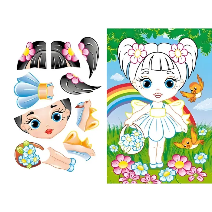 Аплікації для малят. Інесса дівчинка з віслючком