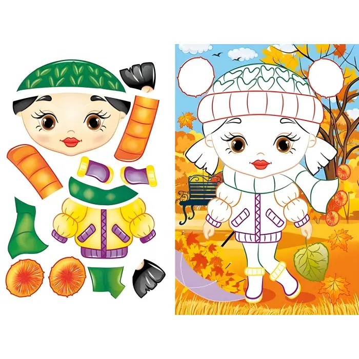 Аплікації для малят. Вікторія дівчинка у кепці