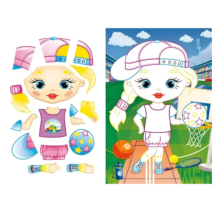 Аплікації для малят. Вікторія дівчинка у кепці