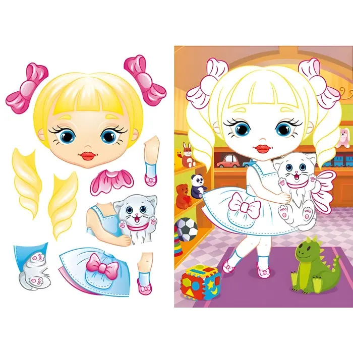 Аплікації для малят. Євгенія дівчинка з котиком