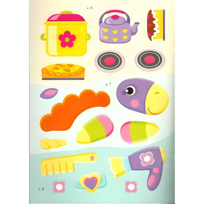 Аплікації з наліпок. ІГРАШКИ ДЛЯ ДІВЧАТОК. Збери ціле (м'яка палітурка 4 аркуші з наліпками)