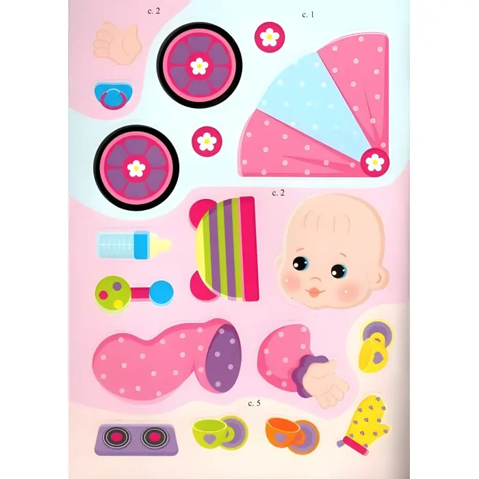 Аплікації з наліпок. ІГРАШКИ ДЛЯ ДІВЧАТОК. Збери ціле (м'яка палітурка 4 аркуші з наліпками)