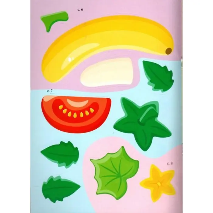 Аплікації з наліпок Овочі та фрукти Збери ціле (м'яка палітурка 4 аркуші з наліпками) (9786178357283)