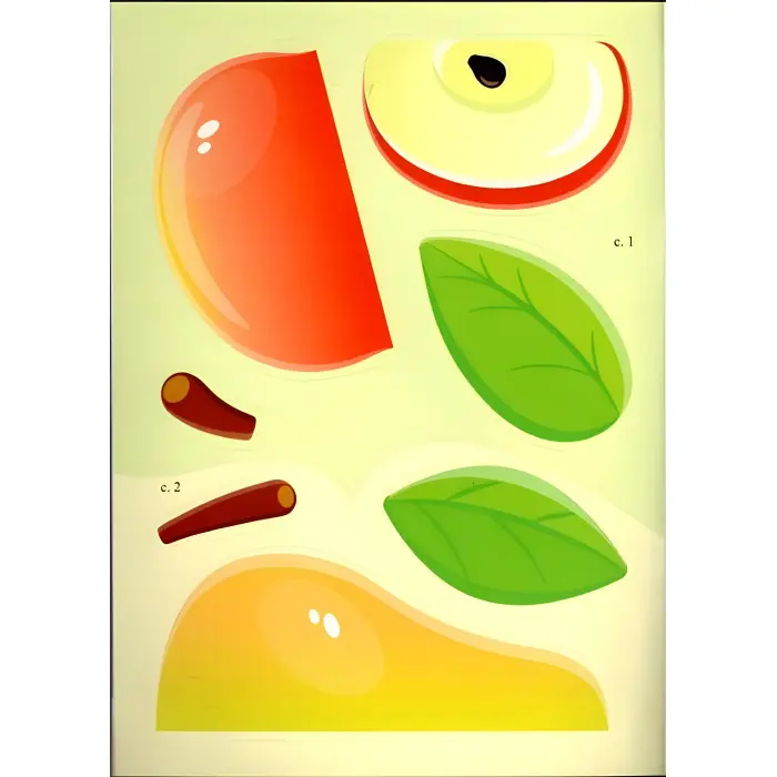 Аплікації з наліпок Овочі та фрукти Збери ціле (м'яка палітурка 4 аркуші з наліпками) (9786178357283)