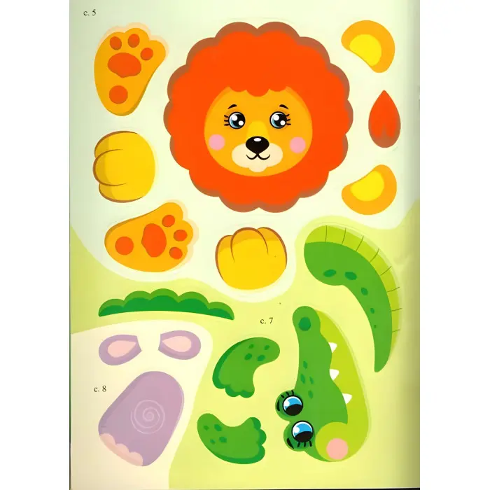 Аплікації з наліпок. Зоопарк. Збери ціле (м'яка палітурка 4 аркуші з наліпками) (9786178357214)