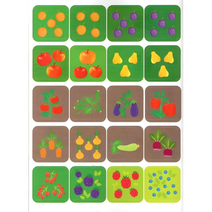 Наліпки-тренувалки "Фрукти. Овочі. Ягоди" розвивальна книга з наклейками для найменших (9786175443866)