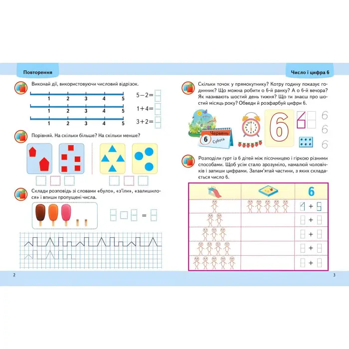 Навчальна та розвиваюча дитяча література Підготовка до школи Математика 6+(Олена Чала) (9789664666968)