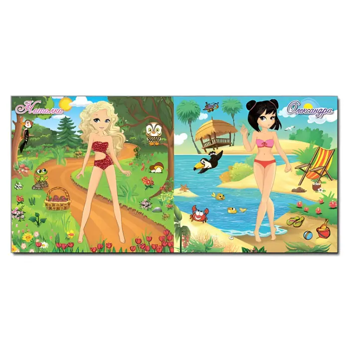 Одягни ляльку. Яскраві наліпки. Зелена