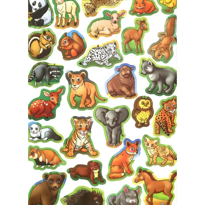 Велика книжка. Розвивальні наліпки. Розумні завдання. Малята тварин