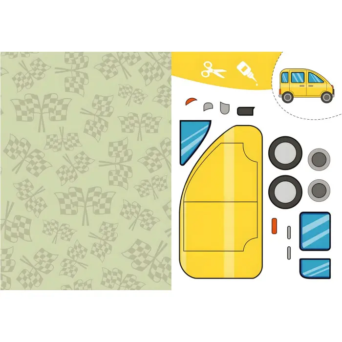 Вирізаємо та клеїмо. Аплікації. Обємні саморобки. Машинки