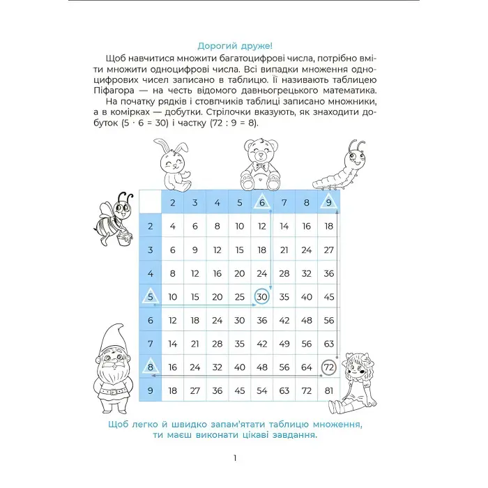 Вивчаю таблицю множення. Веселий тренажер. Цікаві завдання (Укр) Основа (9786170042491)