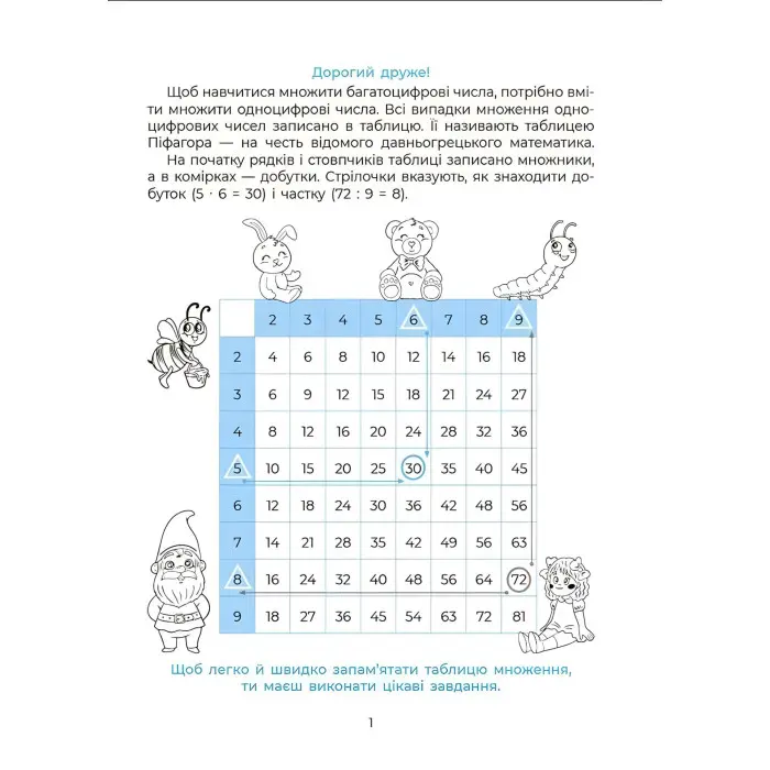 Вивчаю таблицю множення. Веселий тренажер. Цікаві завдання (Укр) Основа (9786170042491)
