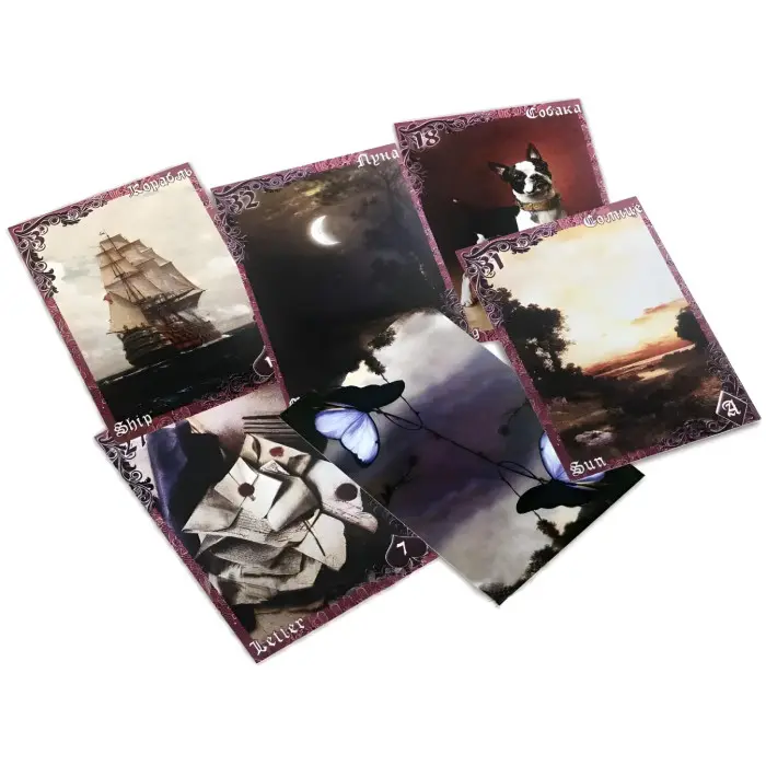 Карти таро Лілові та Вишневі сутінки Вінтажний оракул Ленорман