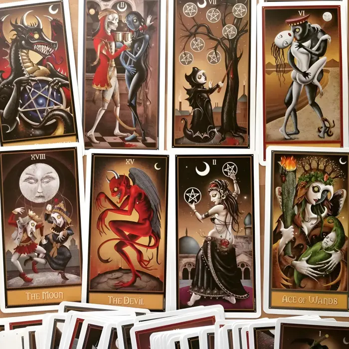 Карти Таро Шаленого Місяця (Deviant Moon tarot) у жерстяній коробочці