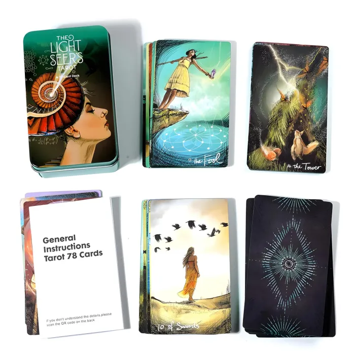 The Light Seer`s Tarot. Карти Таро з кольоровим зрізом у металевій коробці