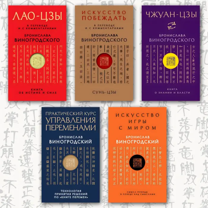 Книга про істину та силу. Лао-цзи. + Мистецтво перемагати. Сунь-цзи. + Книга про знання та владу. Чжуан-цзи. + Практичний курс управління змінами. + Мистецтво гри зі світом. Броніслав Виногродський. (Комплект із 5 книг)